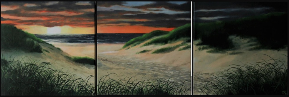 Zonsondergang in de duinen (drieluik)
